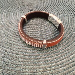 🌈 Rhinestone bracelet with brown suede